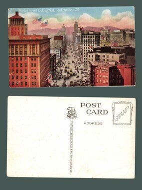 10/$25 Vintage 1900s Blank San Francisco Market Street Postcard